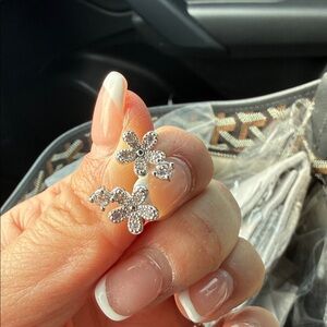 Elegant Silver Floral Earrings